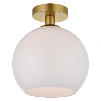 Elegant Baxter 1-Light Flush Mount - Brass, L 9.8" (LD2211BR)
