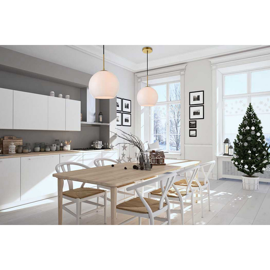 Elegant Baxter 1-Light Pendant - Brass, L 9.8" (LD2213BR)