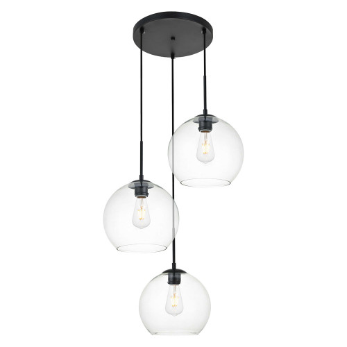 Elegant Baxter 3-Light Pendant - Black, L 20.1" (LD2214BK)