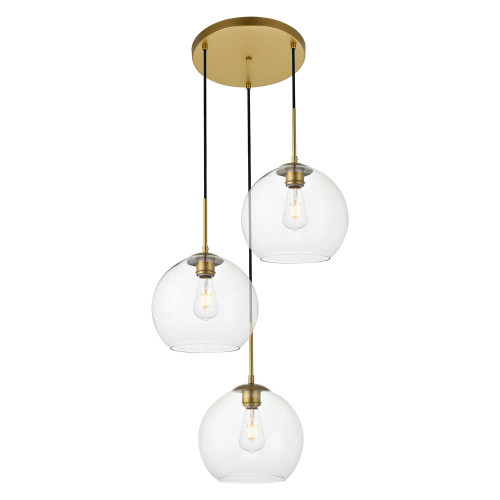 Elegant Baxter 3-Light Pendant - Brass, L 20.1" (LD2214BR)