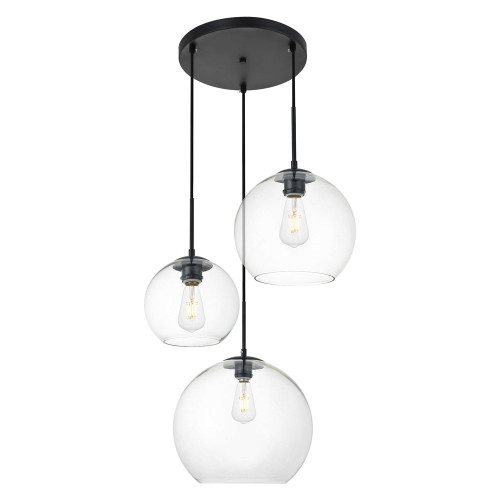Elegant Baxter 3-Light Pendant - Black, L 20.9" (LD2218BK)