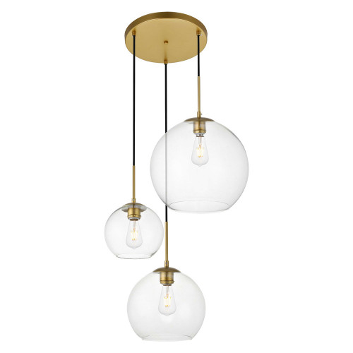 Elegant Baxter 3-Light Pendant - Brass, L 20.9" (LD2218BR)