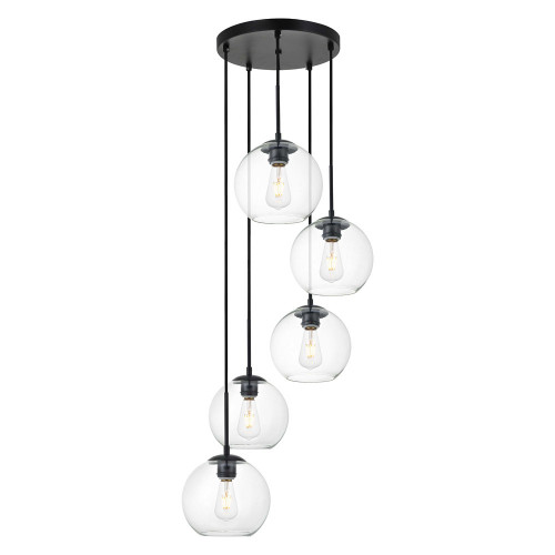 Elegant Baxter 18" 5-Light Pendant - Black (LD2226BK)
