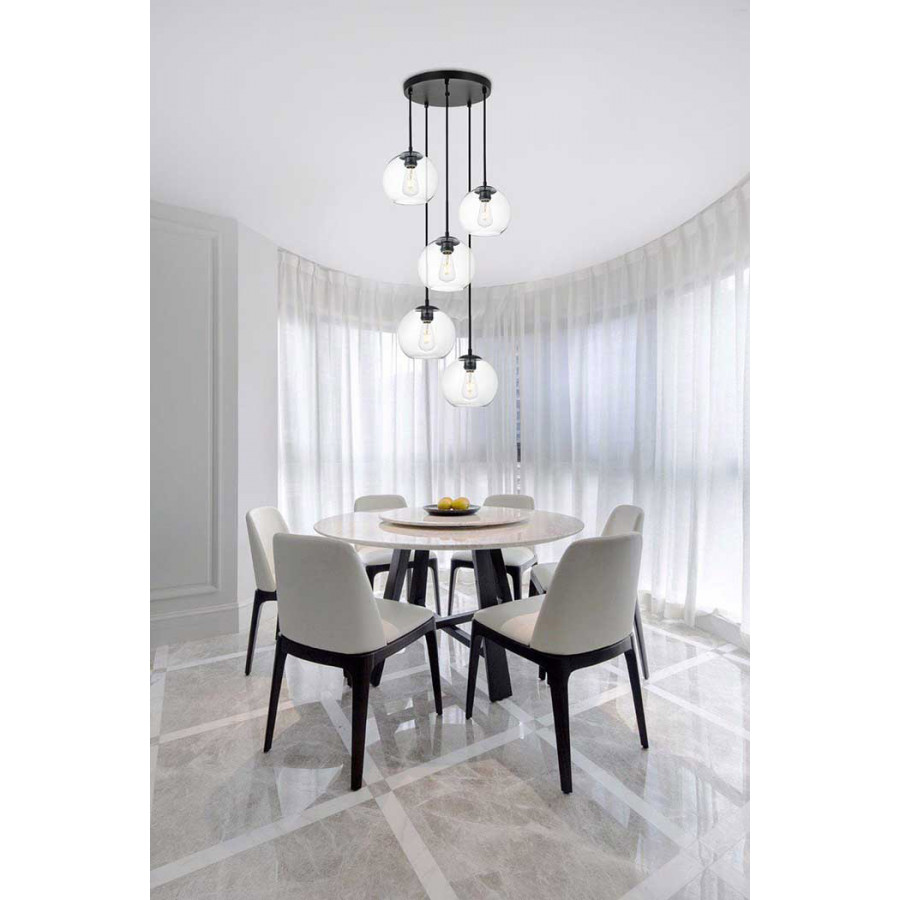 Elegant Baxter 18" 5-Light Pendant - Black (LD2226BK)