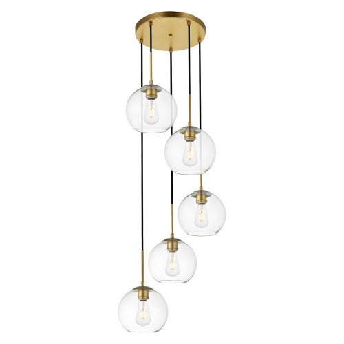 Elegant Baxter 18" 5-Light Pendant - Brass (LD2226BR)