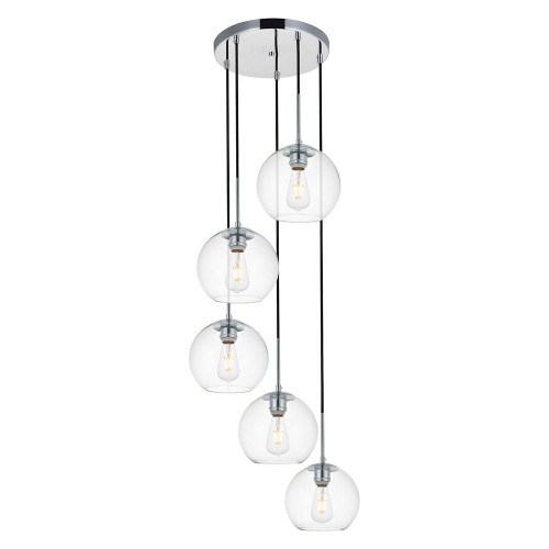 Elegant Baxter 18" 5-Light Pendant - Chrome (LD2226C)