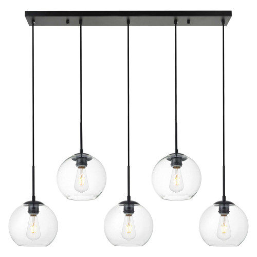 Elegant Baxter 36" 3 Lights Pendant - Black, 5 Bubls (LD2228BK)