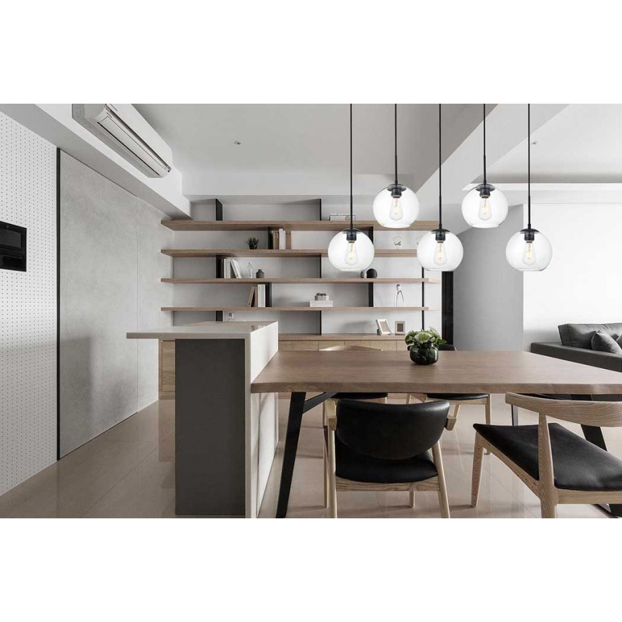 Elegant Baxter 36" 3 Lights Pendant - Black, 5 Bubls (LD2228BK)