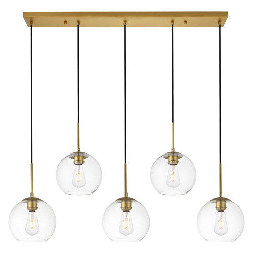 Elegant Baxter 36" 3 Lights Pendant - Brass, 5 Bubls (LD2228BR)