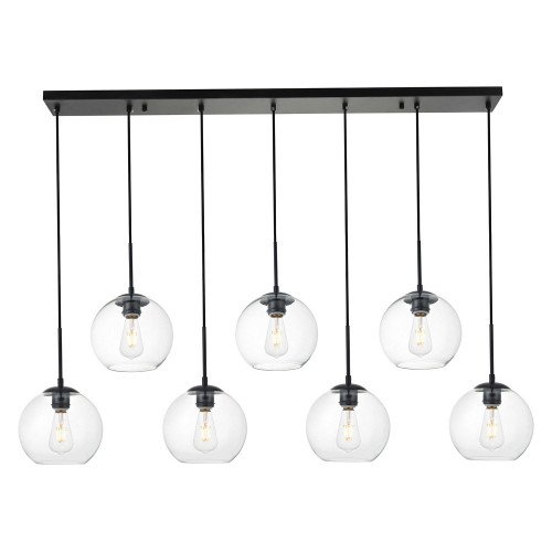 Elegant Baxter 36" 3 Lights Pendant - Black, 7 Bubls (LD2230BK)
