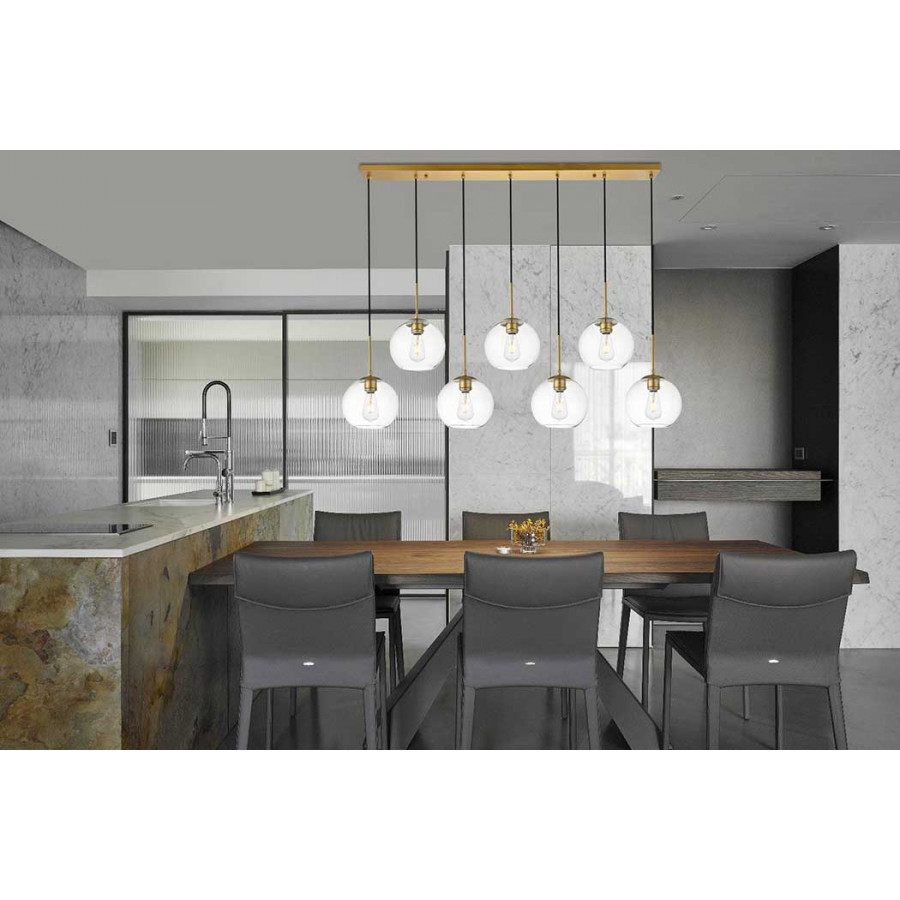 Elegant Baxter 36" 3 Lights Pendant - Brass, 7 Bubls (LD2230BR)