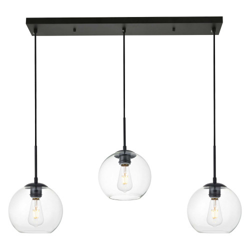 Elegant Baxter 36" 3 Lights Pendant - Black, 3 Bubls (LD2236BK)