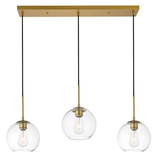 Elegant Baxter 36" 3 Lights Pendant - Brass, 3 Bubls (LD2236BR)
