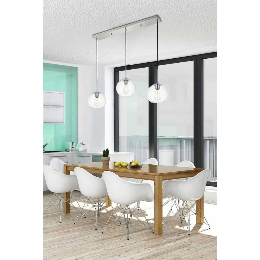 Elegant Baxter 36" 3 Lights Pendant - Chrome, 3 Bubls (LD2236C)