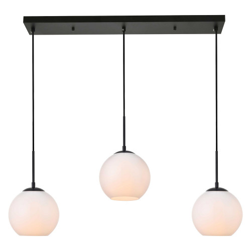 Elegant Baxter 36" 3 Lights Pendant - Black, 3 Bubls (LD2237BK)