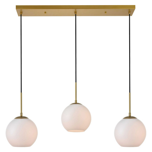 Elegant Baxter 36" 3 Lights Pendant - Brass, 3 Bubls (LD2237BR)