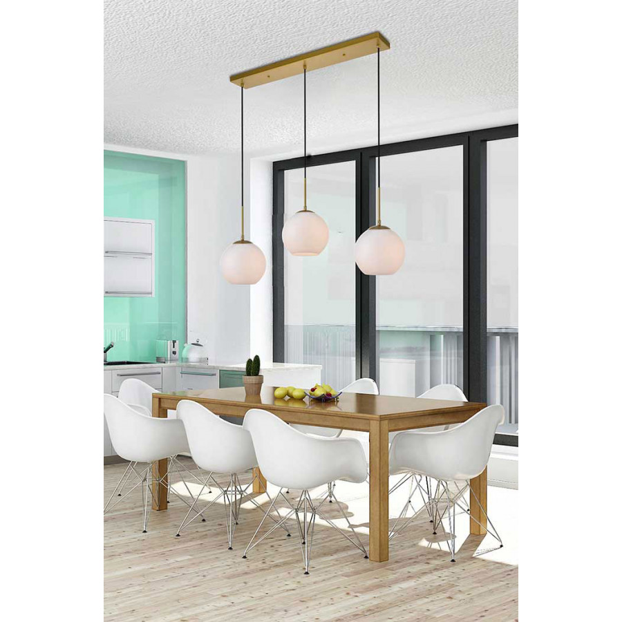 Elegant Baxter 36" 3 Lights Pendant - Brass, 3 Bubls (LD2237BR)