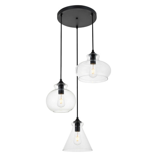 Elegant Destry 3-Light with Clear Glass - Black (LD2247BK)