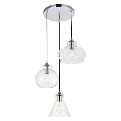 Elegant Destry 3-Light with Clear Glass - Chrome (LD2247C)