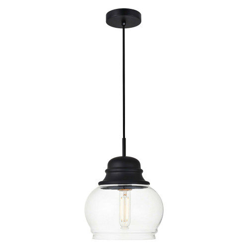 Elegant Kenna 8" 1-Light Pendant - Black (LD2252BK)