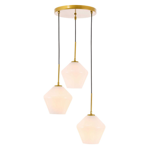 Elegant Pendant Light - Brass, 3 Bubls (LD2259BR)