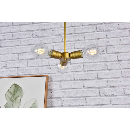 Elegant Reyes 3 Lights Pendant - Brass (LD2337BR)