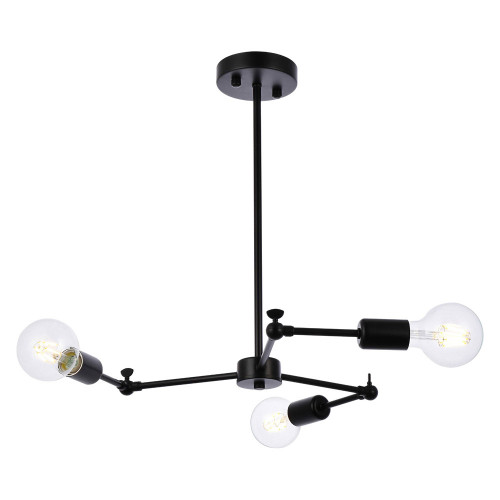 Elegant Furlong 3 Lights Pendant - Black (LD2340BK)