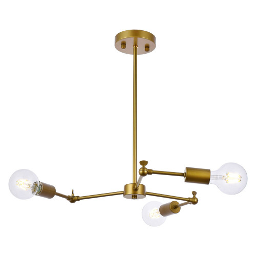 Elegant Furlong 3 Lights Pendant - Brass (LD2340BR)
