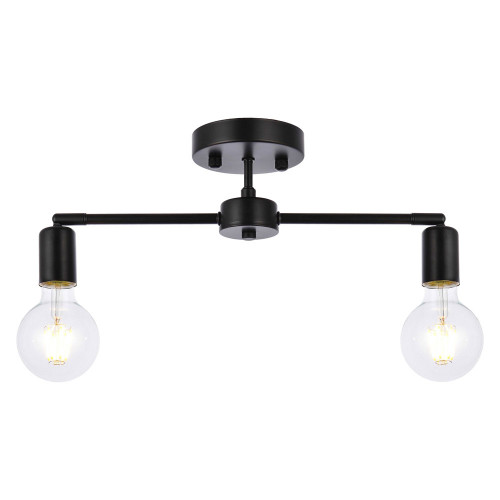 Elegant Zane 2 Lights Flush Mount - Black (LD2348BK)