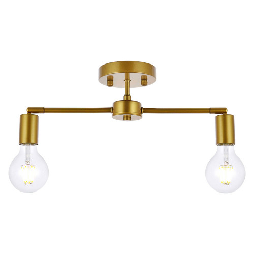 Elegant Zane 2 Lights Flush Mount - Brass (LD2348BR)