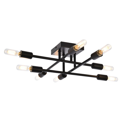 Elegant Script 8 Lights Flush Mount - Black (LD2351BK)