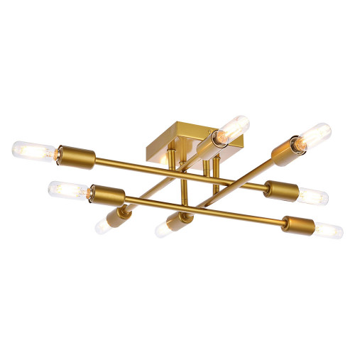 Elegant Script 8 Lights Flush Mount - Brass (LD2351BR)