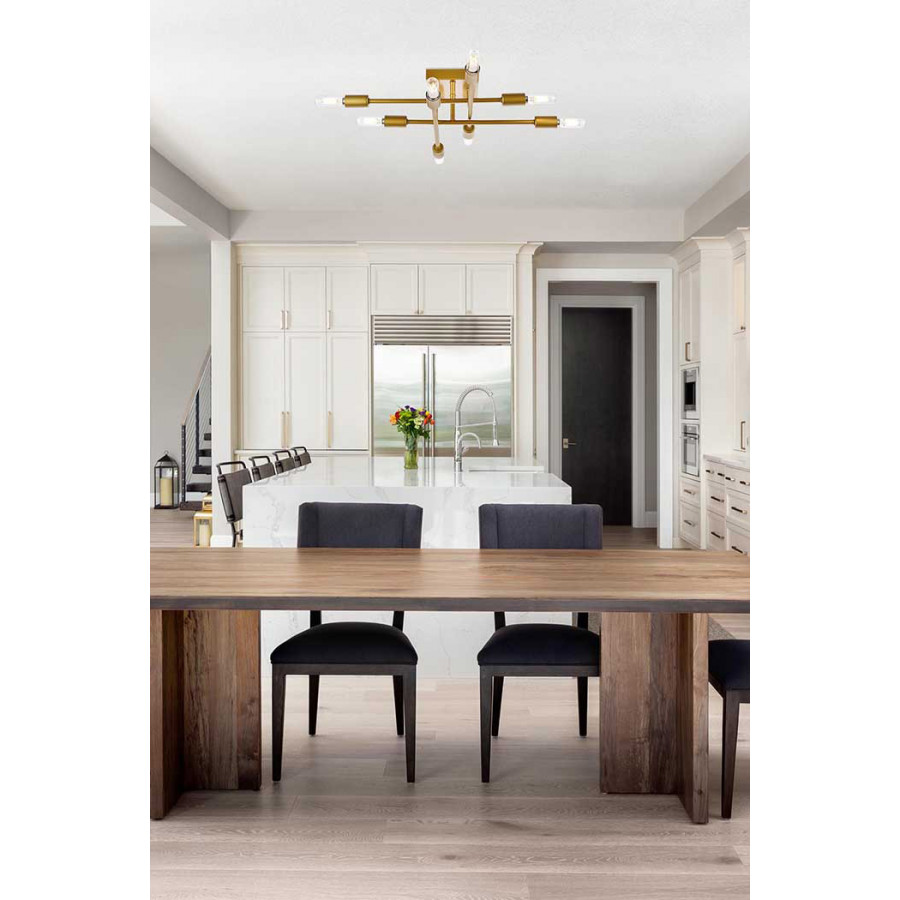 Elegant Script 8 Lights Flush Mount - Brass (LD2351BR)