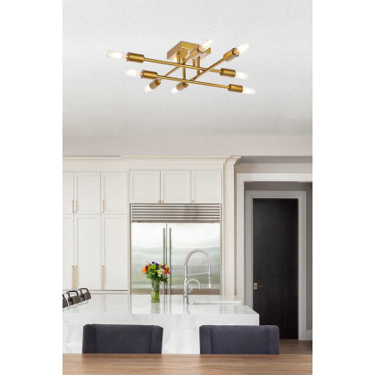 Elegant Script 8 Lights Flush Mount - Brass (LD2351BR)