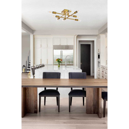 Elegant Script 8 Lights Flush Mount - Brass (LD2351BR)