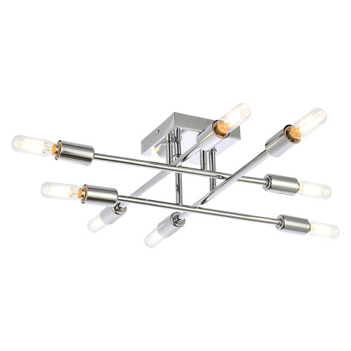 Elegant Script 8 Lights Flush Mount - Chrome (LD2351C)