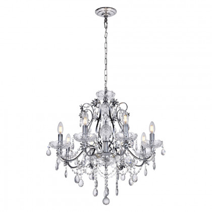 Elegant Voltaire 8-Light Chandelier - Chrome, L 26" (LD4005D26C)