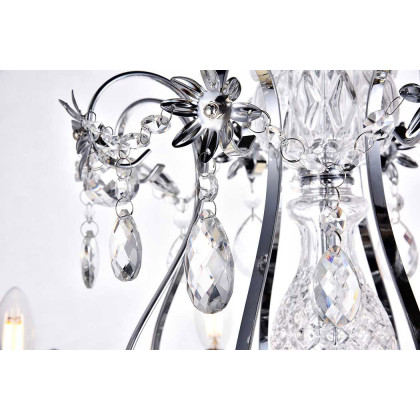 Elegant Voltaire 8-Light Chandelier - Chrome, L 26" (LD4005D26C)