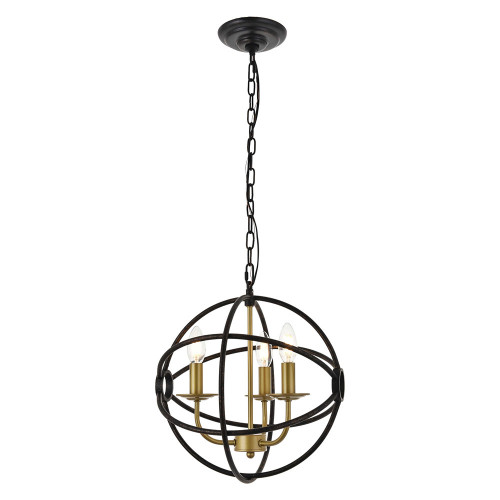 Elegant Octavia 3-Light Pendant - Brass/Dark Brown, L 14" (LD4006D14BRD)