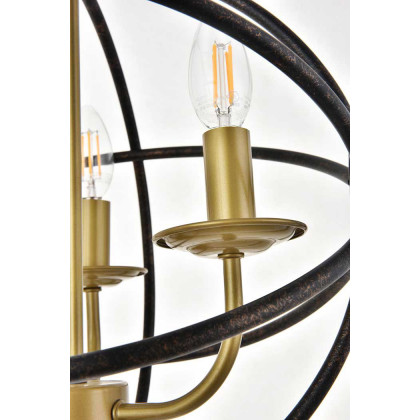 Elegant Octavia 3-Light Pendant - Brass/Dark Brown, L 14" (LD4006D14BRD)