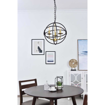 Elegant Octavia 3-Light Pendant - Brass/Dark Brown, L 14" (LD4006D14BRD)