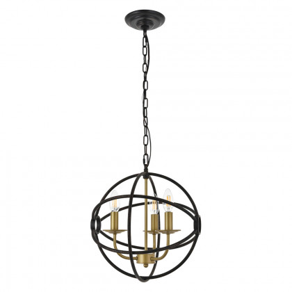 Elegant Octavia 3-Light Pendant - Brass/Dark Brown, L 14" (LD4006D14BRD)