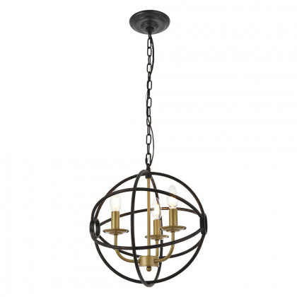 Elegant Octavia 3-Light Pendant - Brass/Dark Brown, L 14" (LD4006D14BRD)