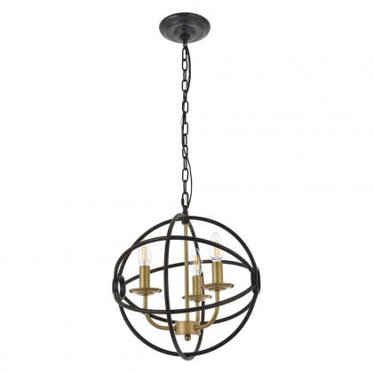 Elegant Octavia 3-Light Pendant - Brass/Dark Brown, L 14" (LD4006D14BRD)