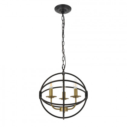 Elegant Octavia 3-Light Pendant - Brass/Dark Brown, L 14" (LD4006D14BRD)