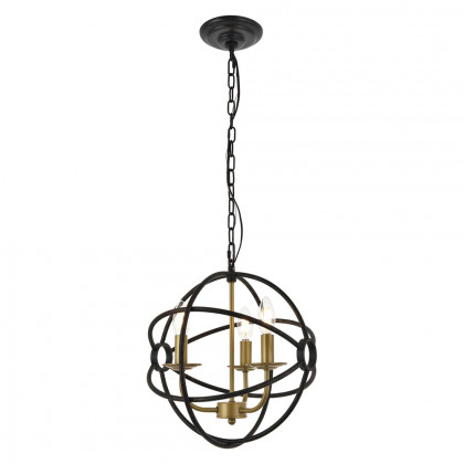 Elegant Octavia 3-Light Pendant - Brass/Dark Brown, L 14" (LD4006D14BRD)