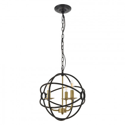 Elegant Octavia 3-Light Pendant - Brass/Dark Brown, L 14" (LD4006D14BRD)