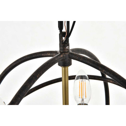 Elegant Octavia 3-Light Pendant - Brass/Dark Brown, L 14" (LD4006D14BRD)