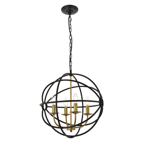 Elegant Octavia 3-Light Pendant - Brass/Dark Brown, L 18" (LD4006D18BRD)