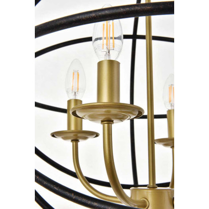 Elegant Octavia 3-Light Pendant - Brass/Dark Brown, L 18" (LD4006D18BRD)